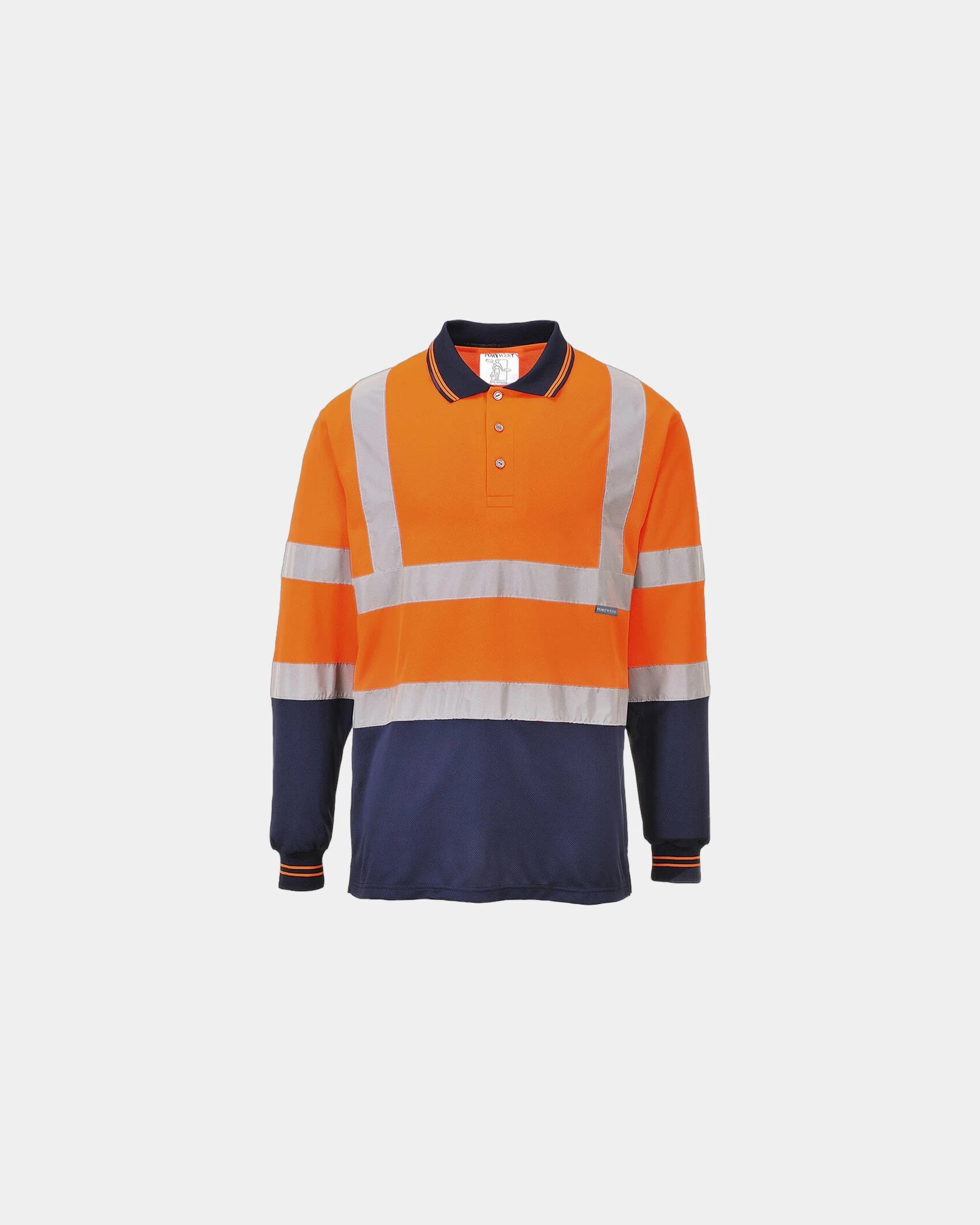 Polo bicolore maniche lunghe poliestere da personalizzare - Arancione